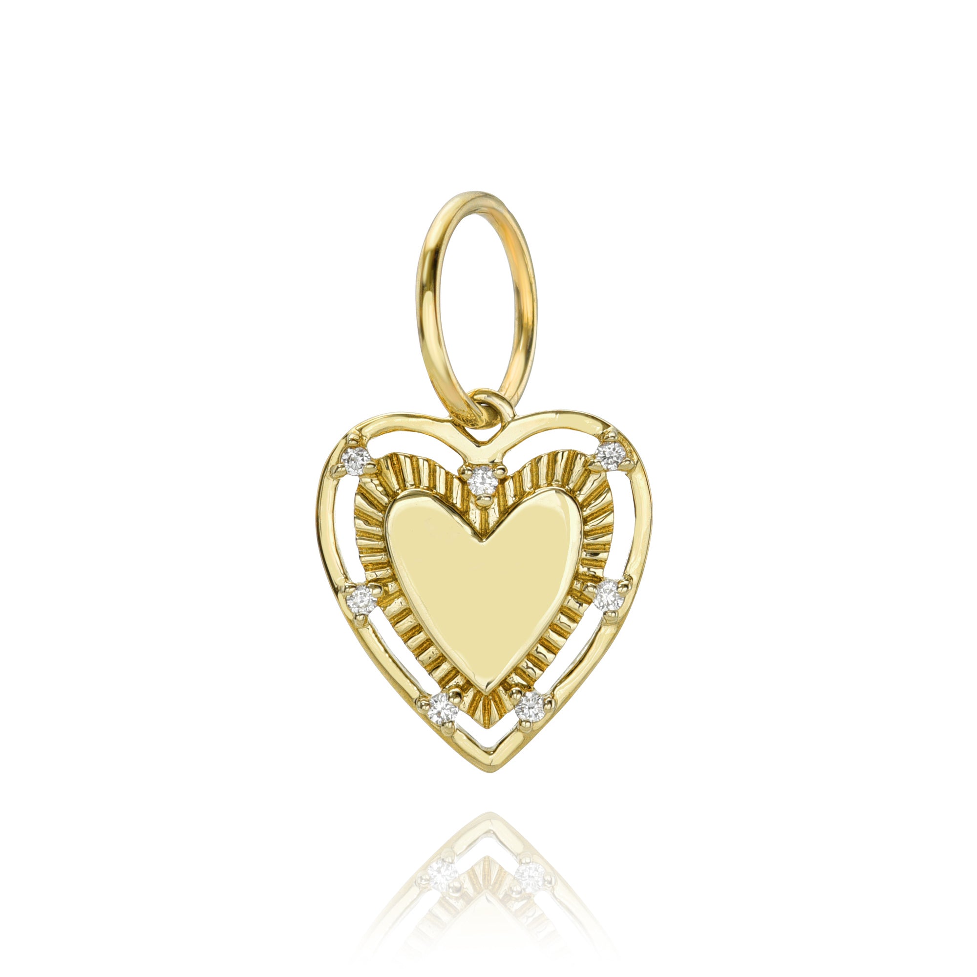 14k yellow gold heart charm mama bijoux fine jewelry 