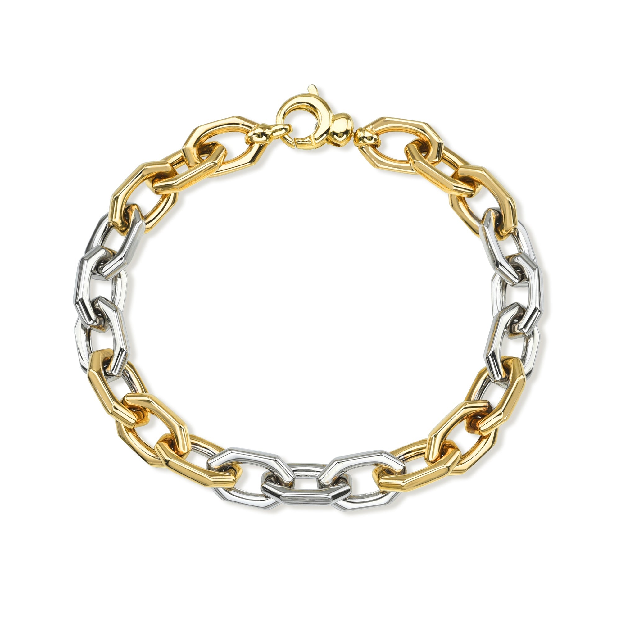 Mixed Metals Octagon Chain Bracelet-Bracelets-Mama Bijoux-[14kgold]-[diamonds]-[heirloom_quality]-MamaBijoux