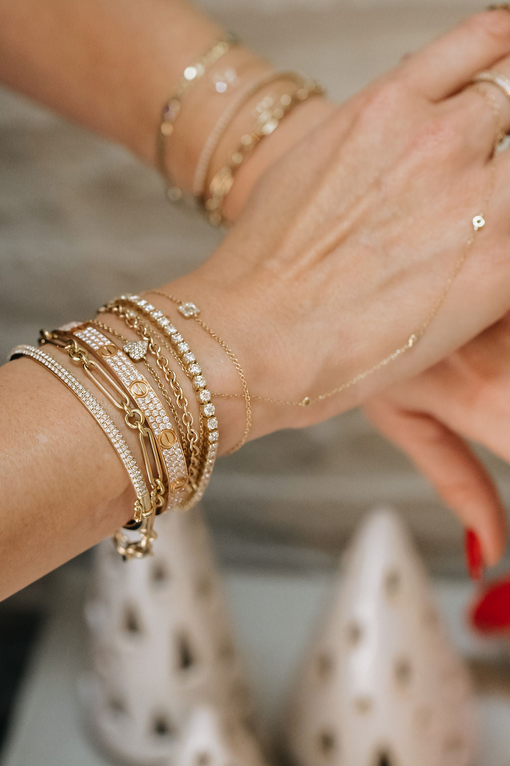 Mixed Round & Paperclip Chain Link Bracelet