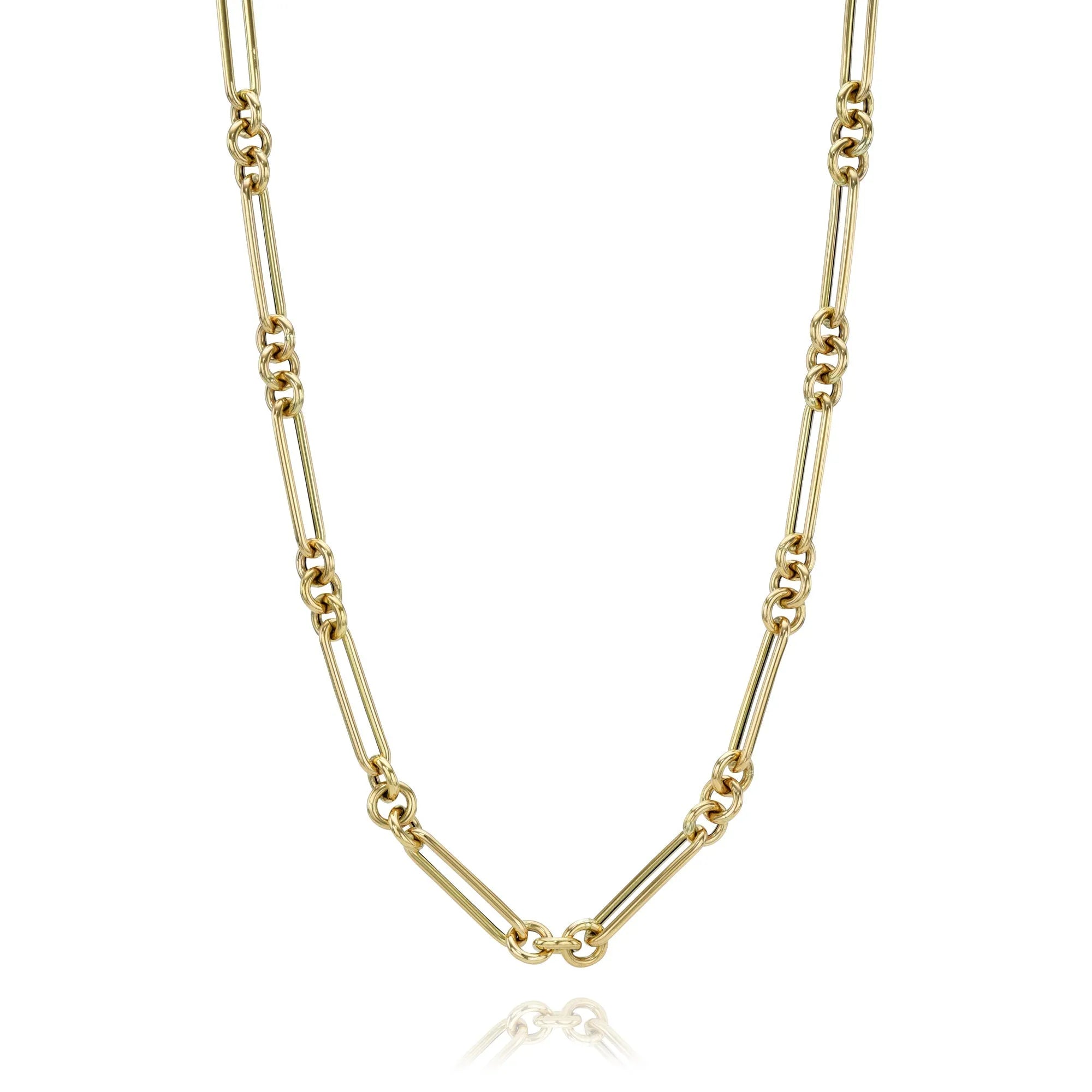 Mixed Round & Paperclip Chain Necklace-Necklaces-Mama Bijoux-[14kgold]-[diamonds]-[heirloom_quality]-MamaBijoux