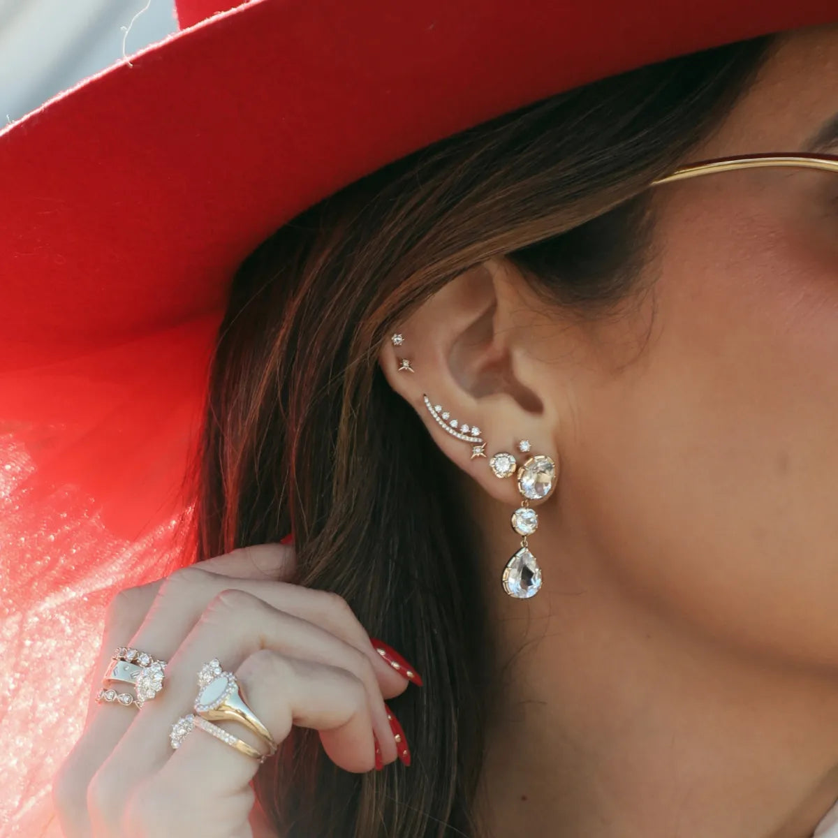 Mixed Shape Drop Topaz Earrings-Earrings-Mama Bijoux