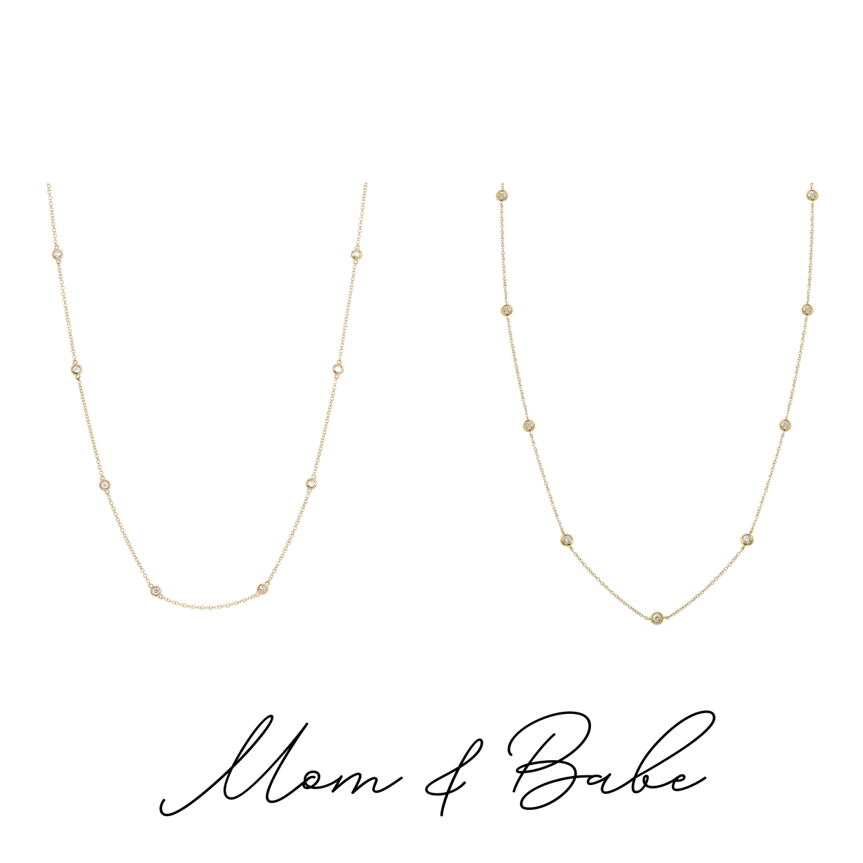 Mom & Babe Diamonds By The Yard Necklace Set-Necklaces-Mama Bijoux-[14kgold]-[diamonds]-[heirloom_quality]-MamaBijoux