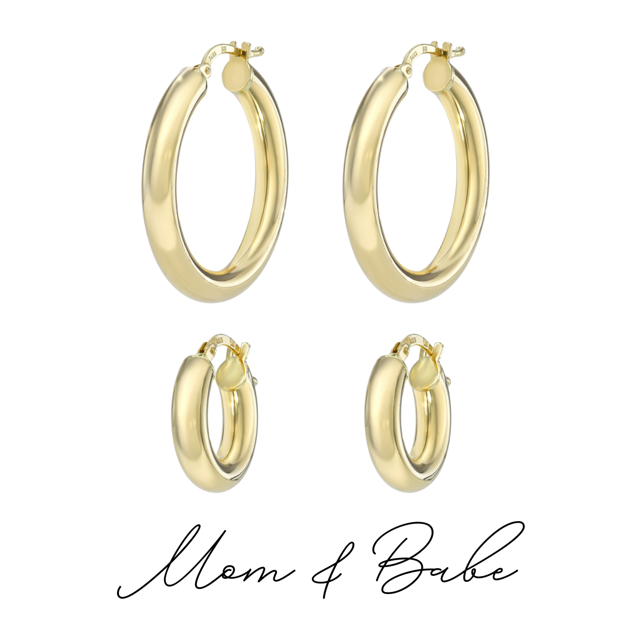 Mom & Babe Hailey Toujours Hoops Set-Earrings-Mama Bijoux-[14kgold]-[diamonds]-[heirloom_quality]-MamaBijoux