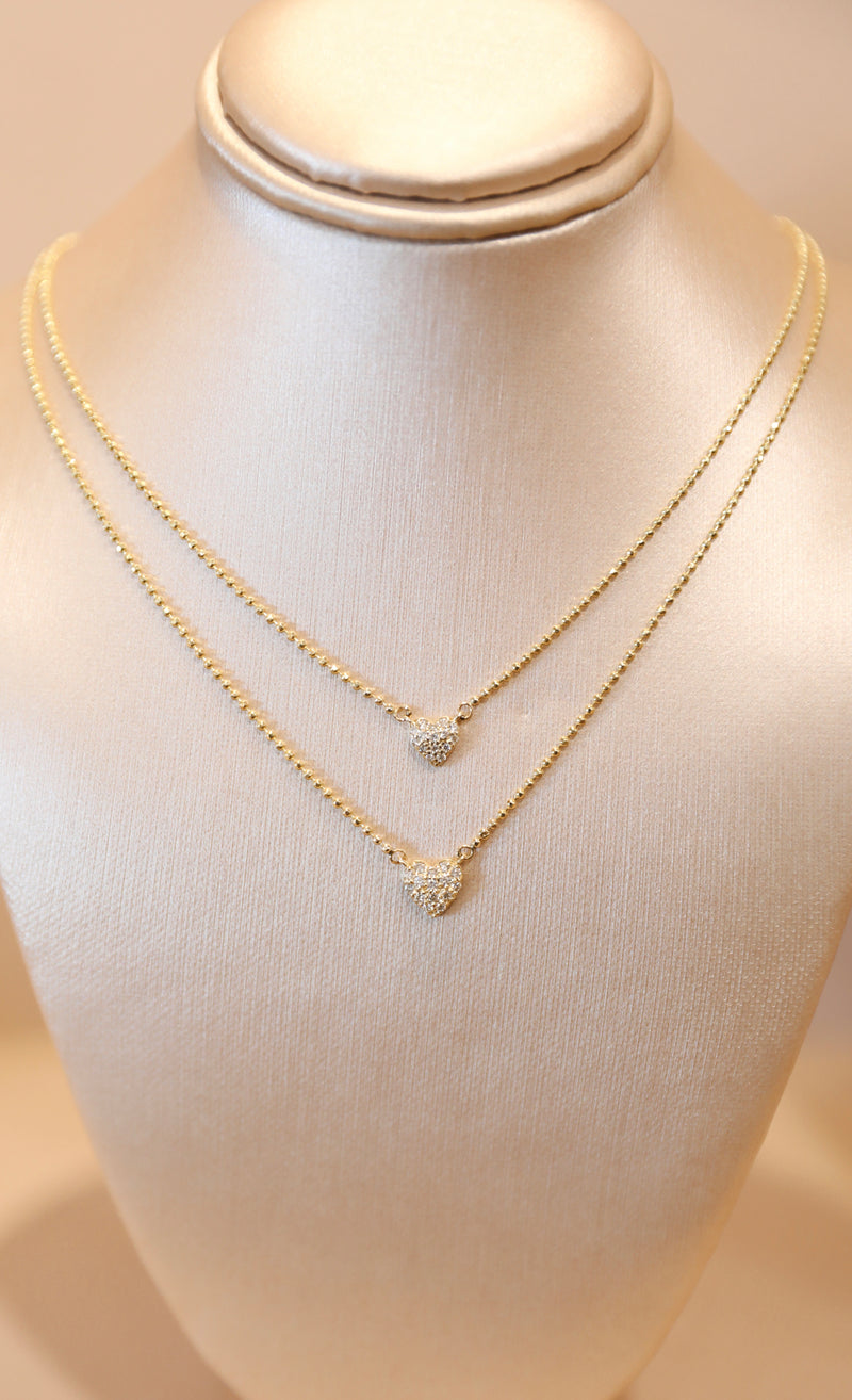 Mom & Babe Matching Diamond Heart Necklace Set