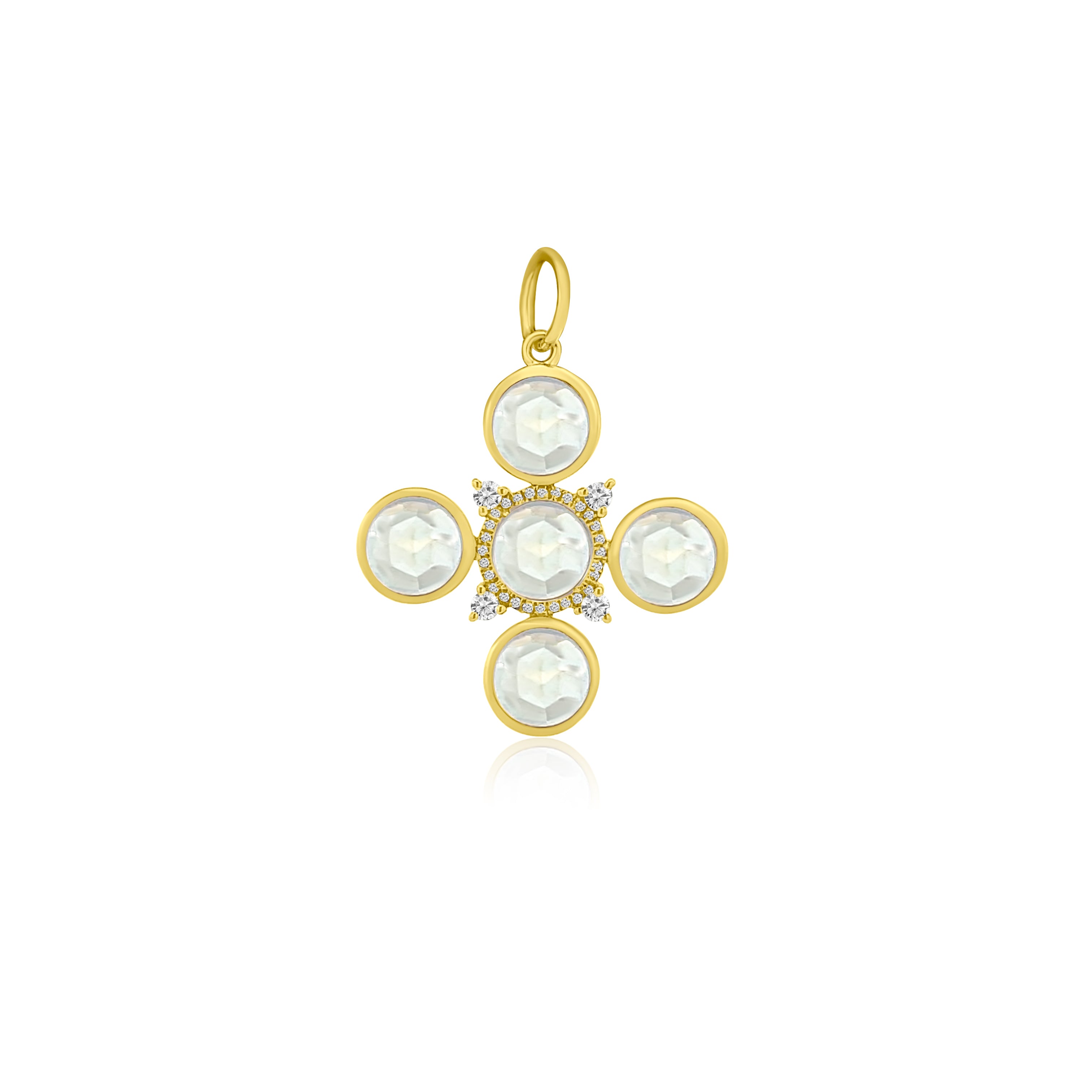 Mama bijoux fine jewelry moonstone cross charm 14k yellow gold 