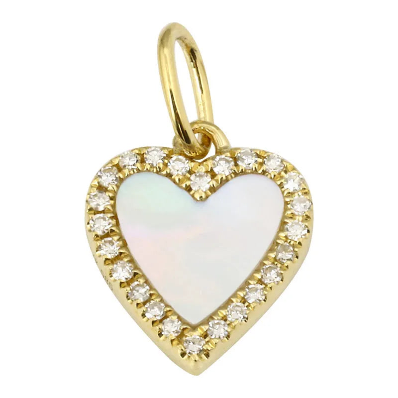 Mother of Pearl Heart Charm-Charms & Pendants-Mama Bijoux-[14kgold]-[diamonds]-[heirloom_quality]-MamaBijoux