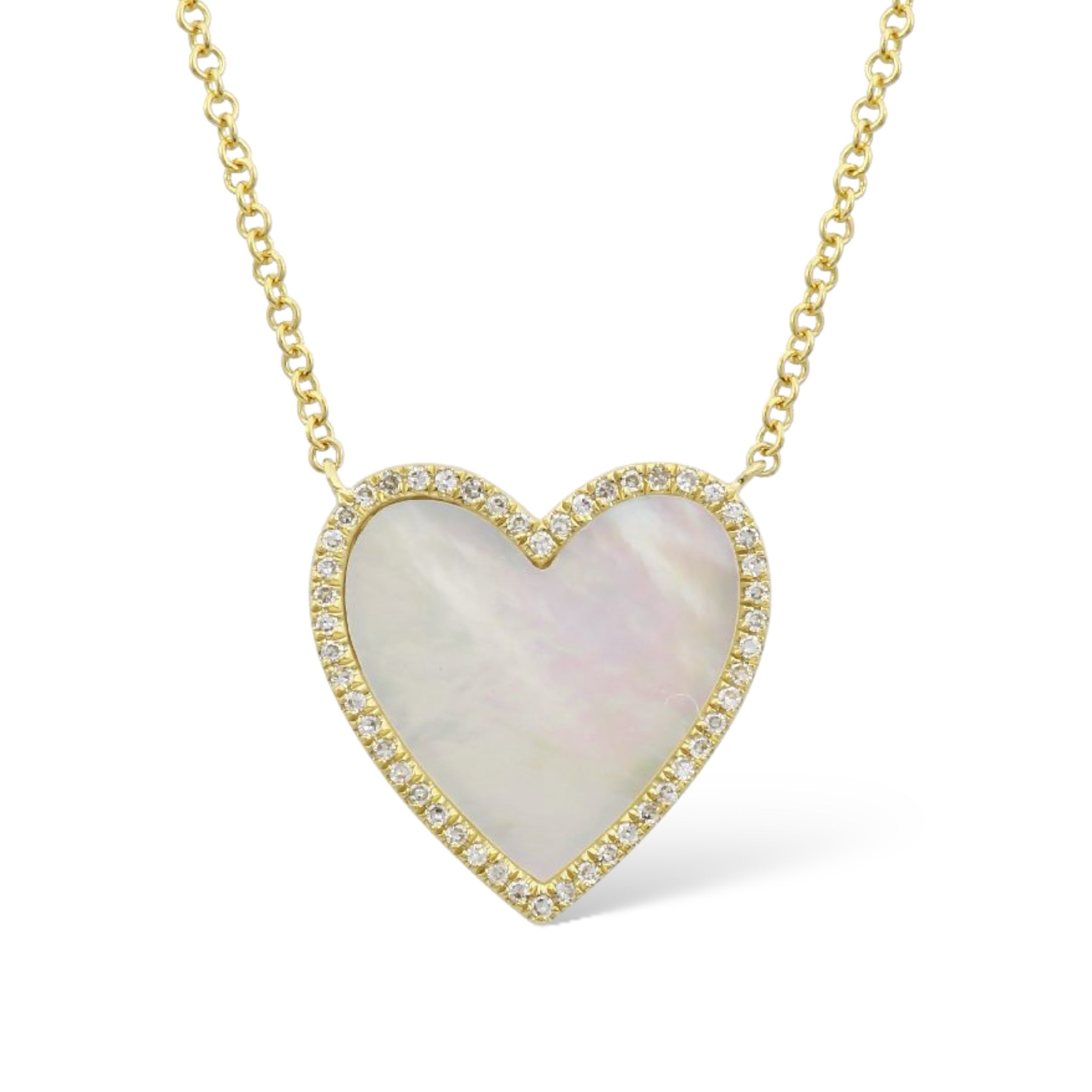 Mother of Pearl Heart Necklace-Necklaces-Mama Bijoux-[14kgold]-[diamonds]-[heirloom_quality]-MamaBijoux