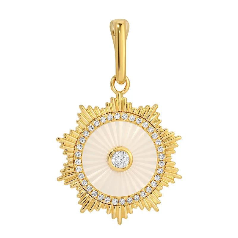 Mother of Pearl Medallion Charm-Charms & Pendants-Mama Bijoux