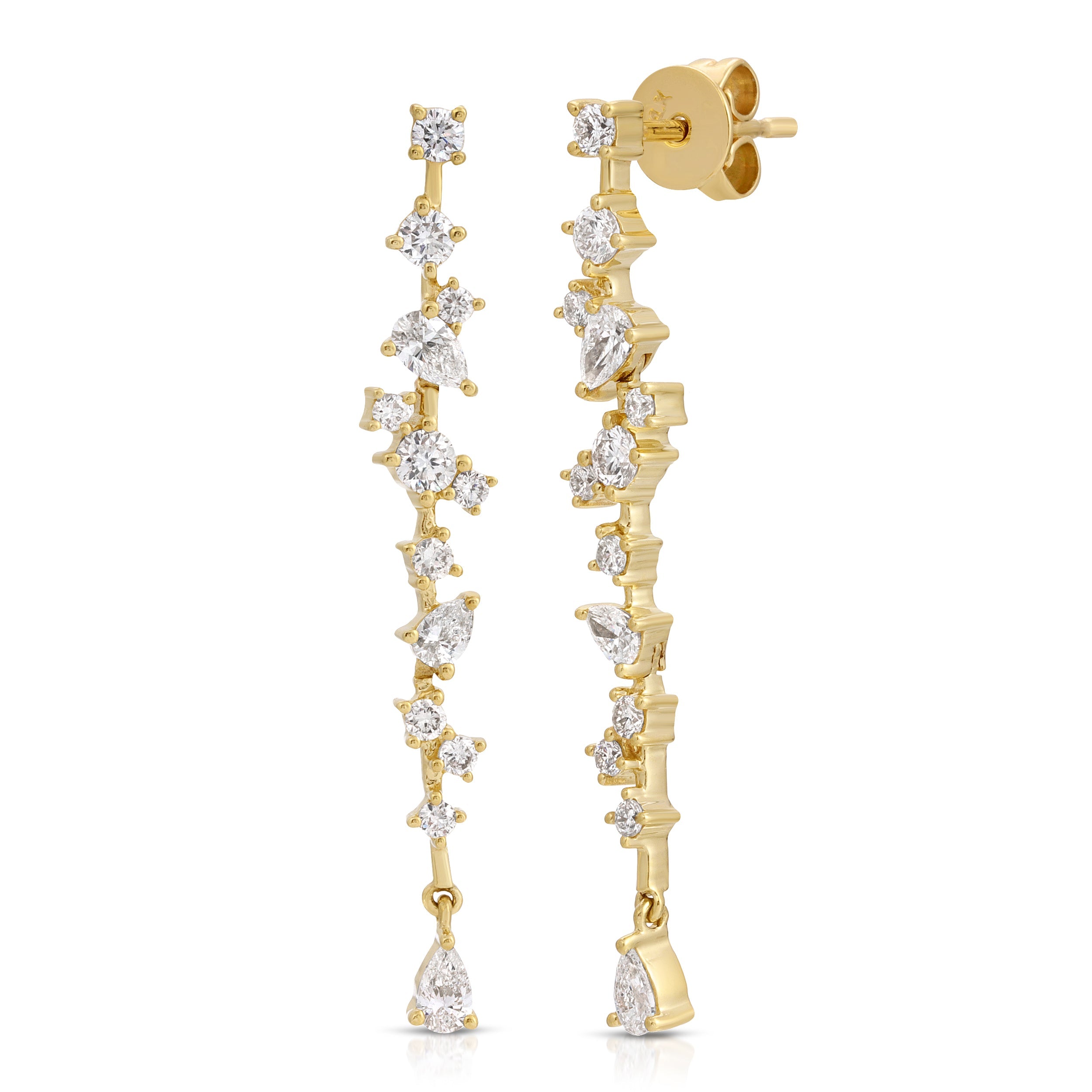 Multi Cut Diamond Drop Stud-Earrings-Mama Bijoux-[14kgold]-[diamonds]-[heirloom_quality]-MamaBijoux