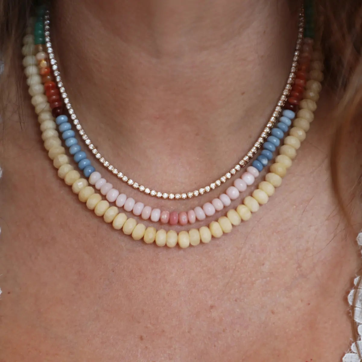 Multi Color Natural Opal Beaded Necklace Natural Stones Mama Bijoux Fine Jewelry 
