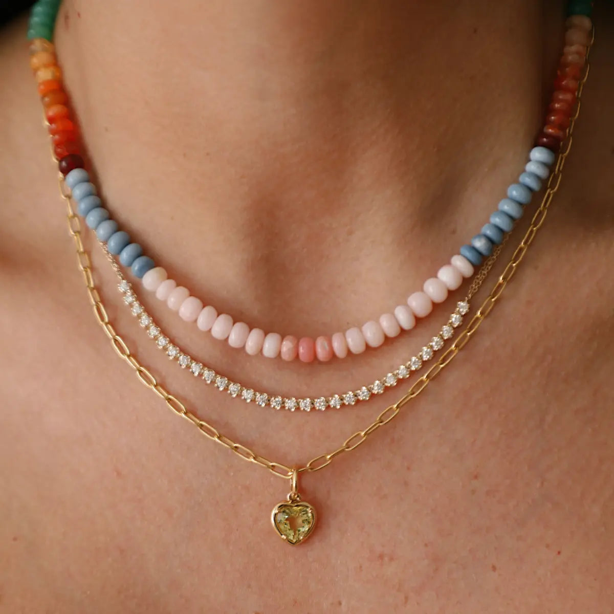 Multi Color Natural Opal Beaded Necklace Mama Bijoux Fine Jewelry 