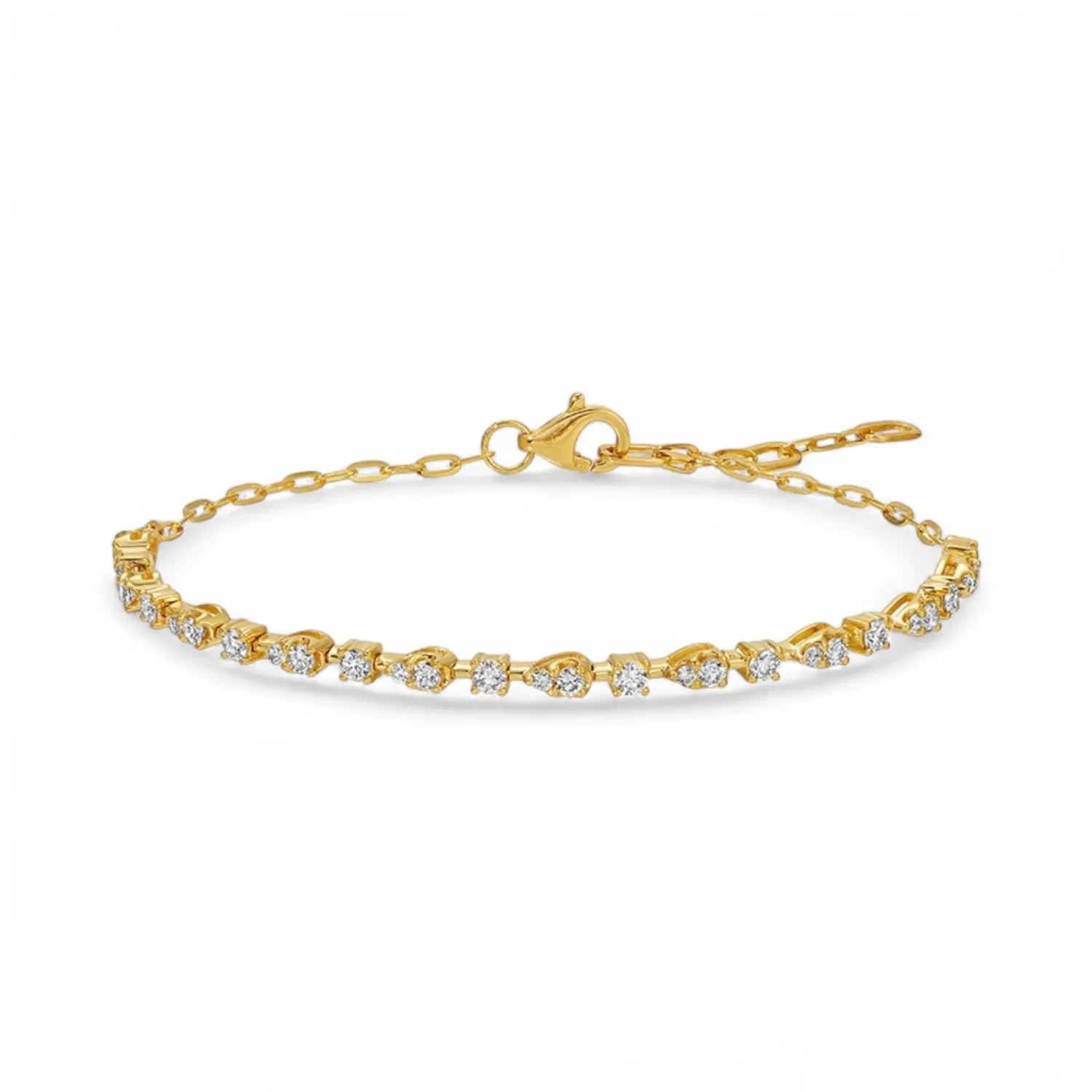Multi Shaped Stone Station Diamond & Chain Bracelet