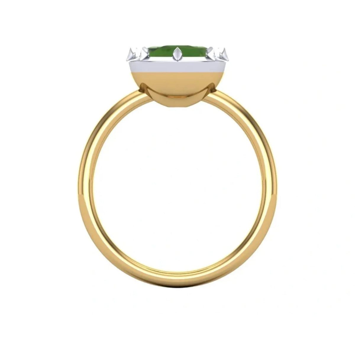 Green tourmaline 14k yellow gold ring with handcrafted Georgian prong setting, one of a kind fine jewelry — Mama Bijoux Costa Mesa