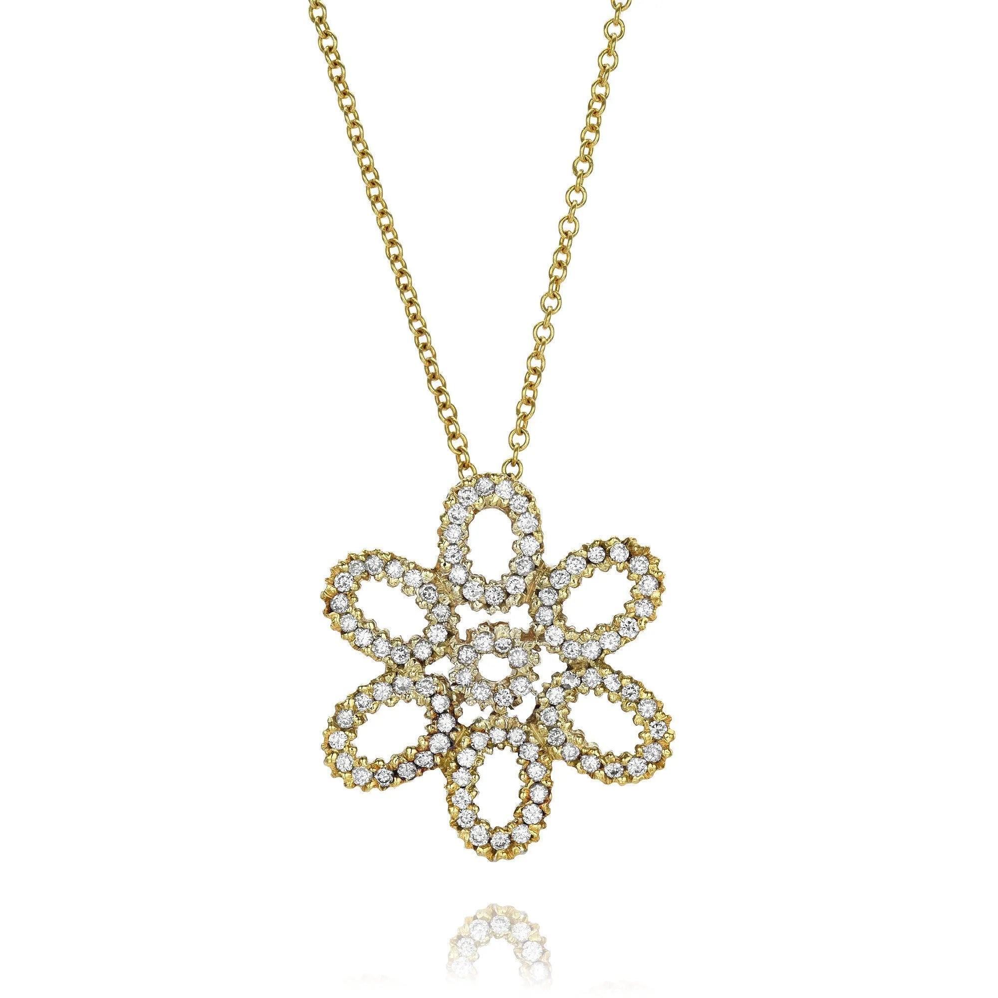 Open Flower Pendant Necklace-Necklaces-Mama Bijoux-[14kgold]-[diamonds]-[heirloom_quality]-MamaBijoux