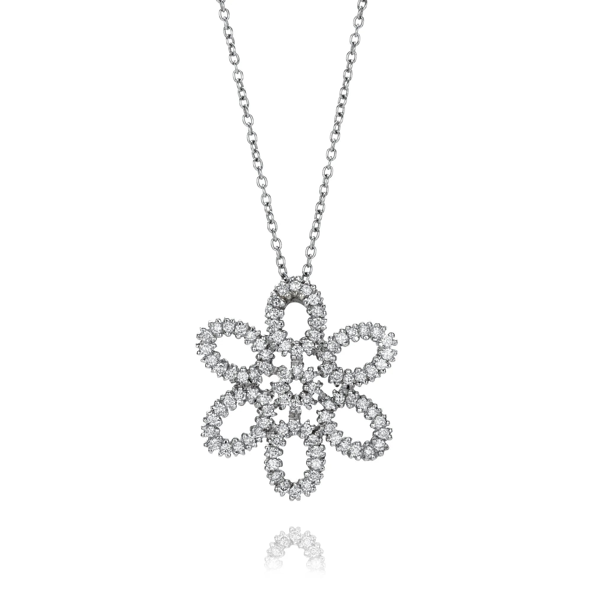 Open Flower Pendant Necklace-Necklaces-Mama Bijoux-[14kgold]-[diamonds]-[heirloom_quality]-MamaBijoux