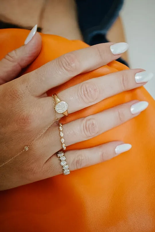 Oval Pavé Diamond Signet Ring-Rings-Mama Bijoux-[14kgold]-[diamonds]-[heirloom_quality]-MamaBijoux