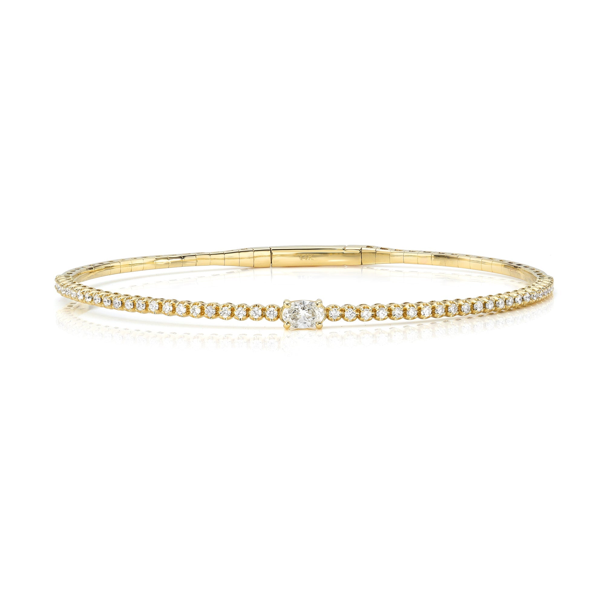 Oval & Round Diamond Flexible Bangle-Bracelets-Mama Bijoux-[14kgold]-[diamonds]-[heirloom_quality]-MamaBijoux