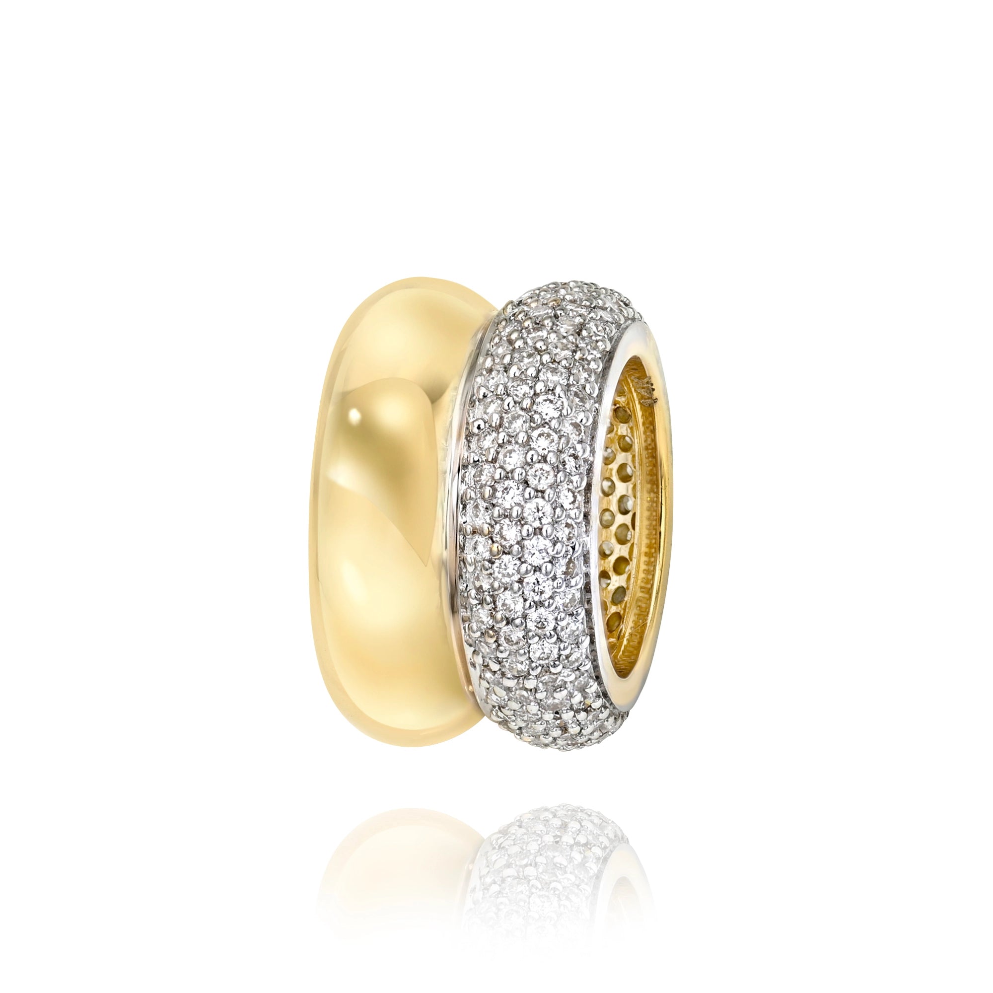 Pavé Diamond & Smooth Gold Large Bead Charm Mama Bijoux Fine Jewelry 14k yellow gold natural brilliant diamonds 