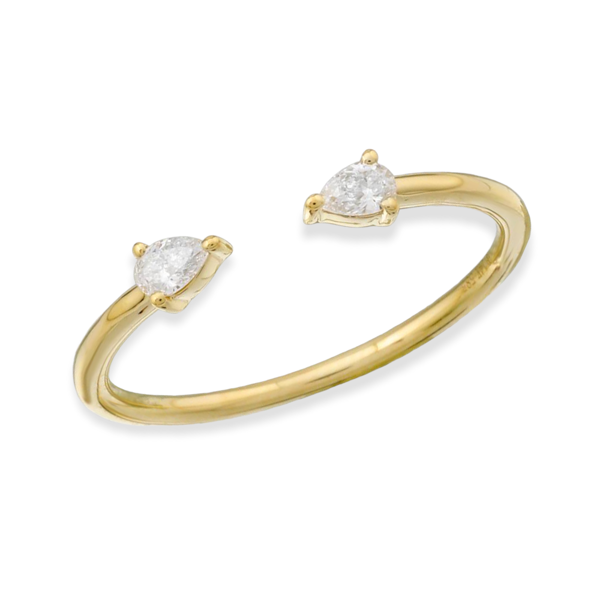 Pear Diamond You & Me Stacking Ring-Rings-Mama Bijoux-[14kgold]-[diamonds]-[heirloom_quality]-MamaBijoux