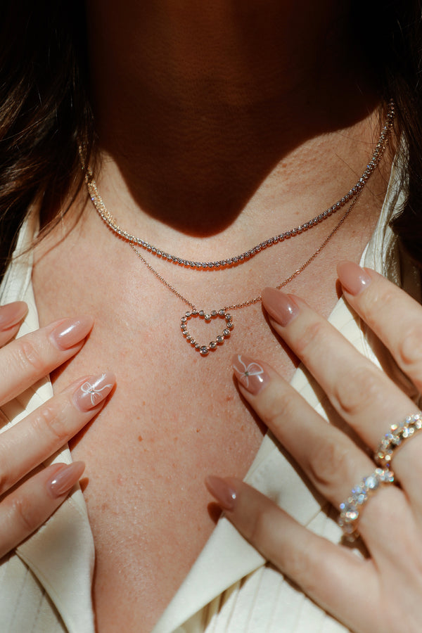 Bezeled Diamond Heart Necklace