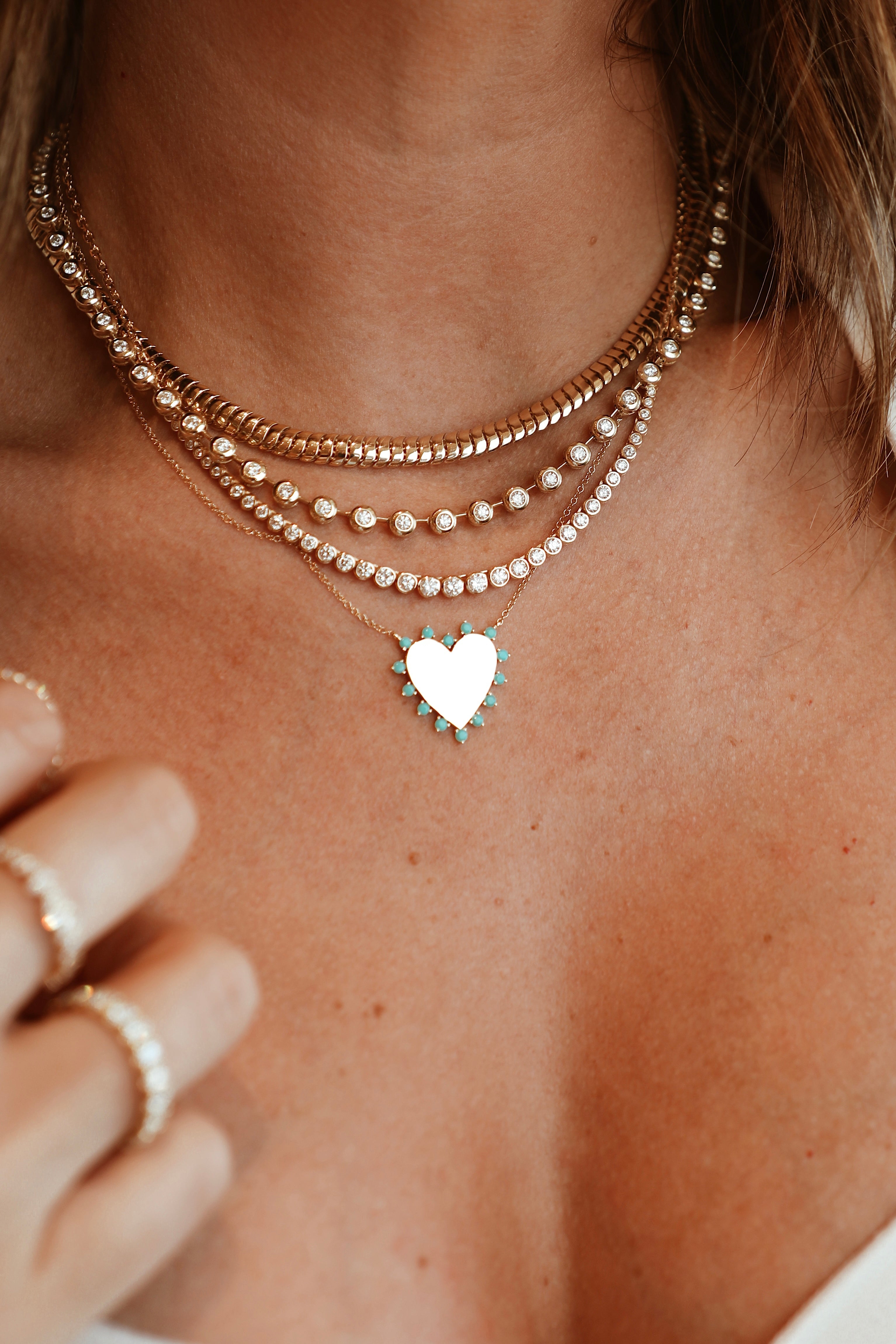 Pillowy Bezeled Diamond Tennis Necklace-Necklaces-Mama Bijoux-[14kgold]-[diamonds]-[heirloom_quality]-MamaBijoux