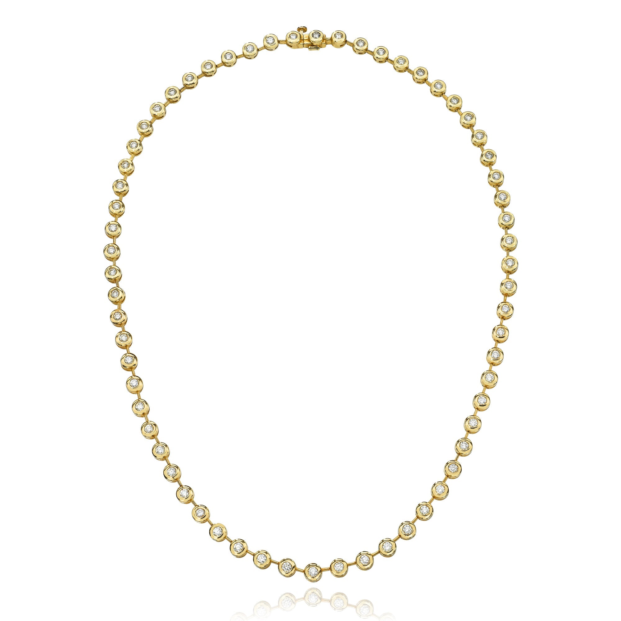 Pillowy Bezeled Diamond Tennis Necklace-Necklaces-Mama Bijoux-[14kgold]-[diamonds]-[heirloom_quality]-MamaBijoux