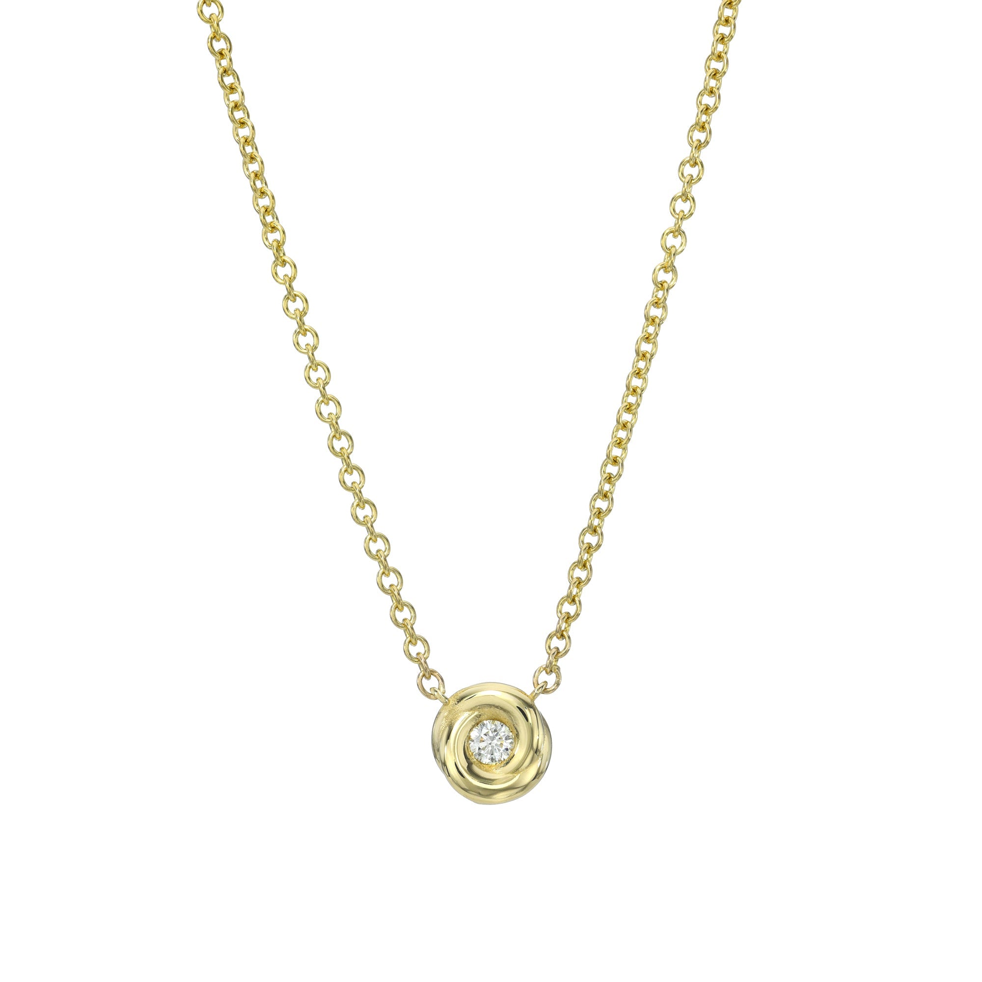 Pillowy Rose Setting Diamond Necklace-Necklaces-Mama Bijoux-[14kgold]-[diamonds]-[heirloom_quality]-MamaBijoux