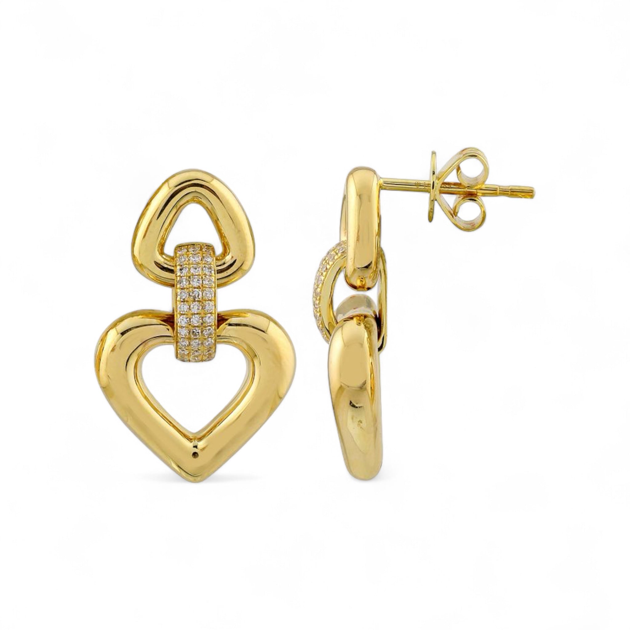 Puffy Heart Drop Studs-Earrings-Mama Bijoux-[14kgold]-[diamonds]-[heirloom_quality]-MamaBijoux