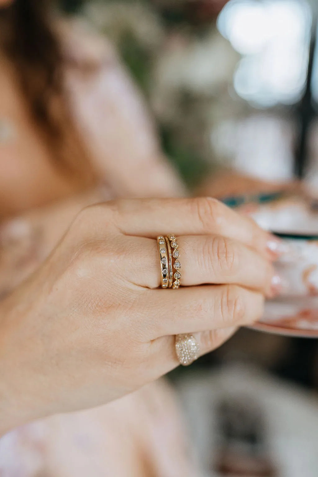 Round Diamond Pear Set Ring-Rings-Mama Bijoux-[14kgold]-[diamonds]-[heirloom_quality]-MamaBijoux