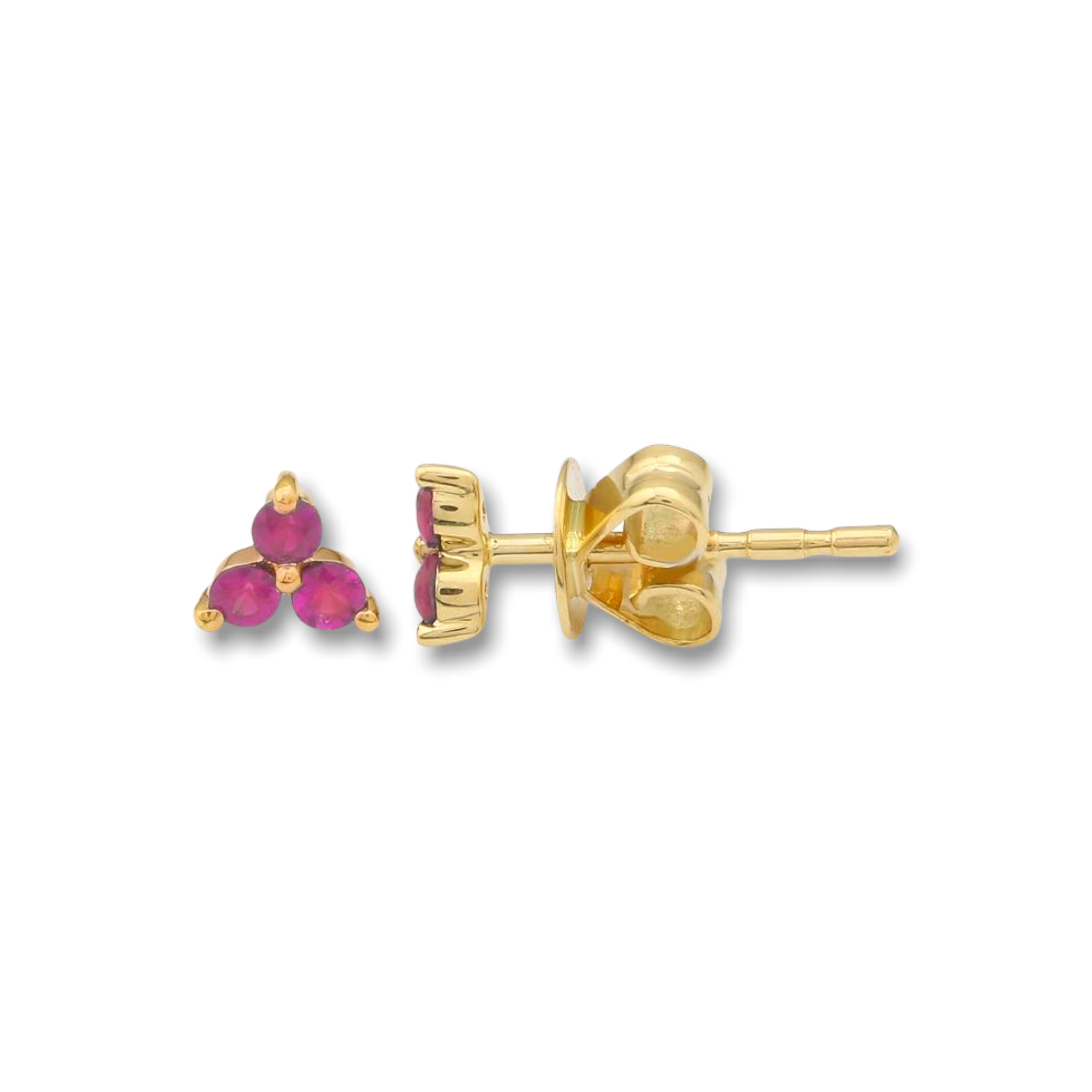 Ruby Trio Stud Earrings-Earrings-Mama Bijoux-[14kgold]-[diamonds]-[heirloom_quality]-MamaBijoux