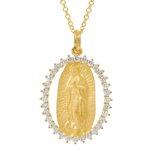 Saint Mary Diamond Rimmed Necklace