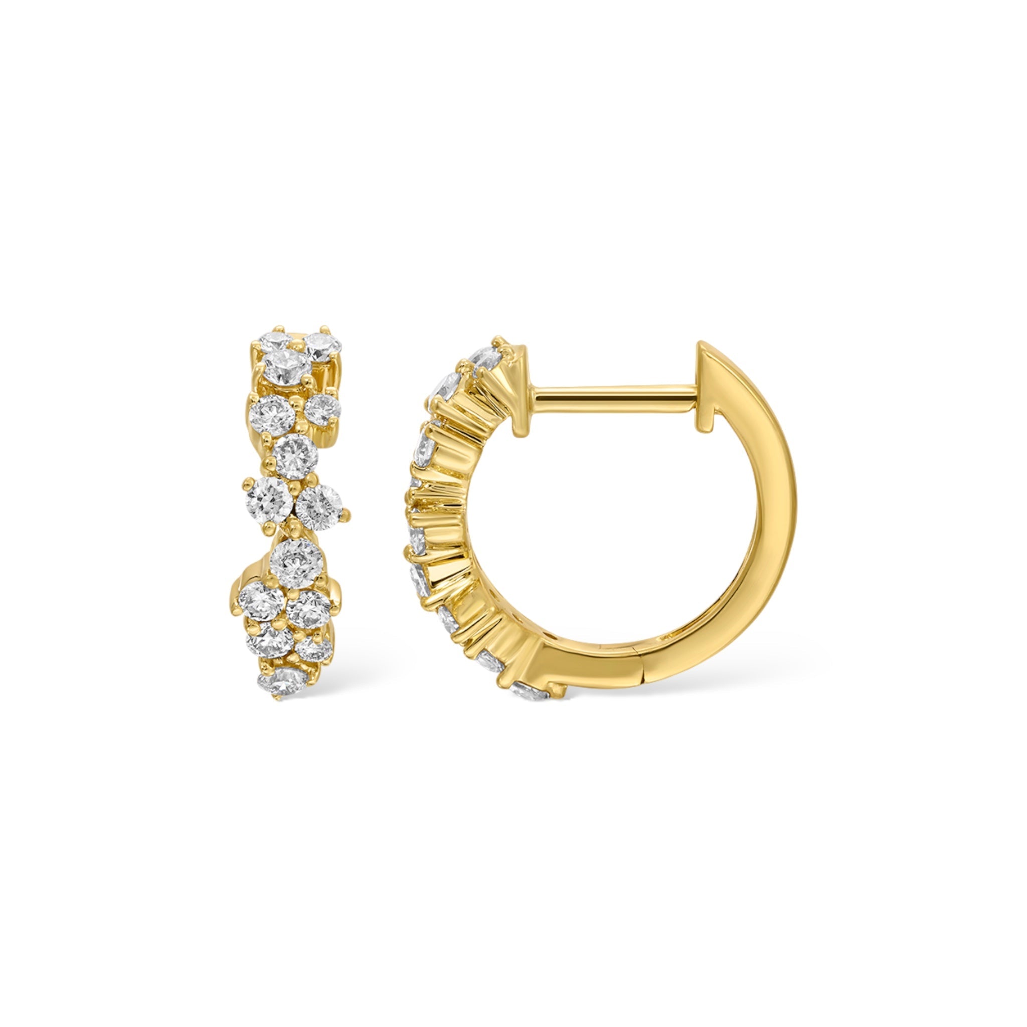 Scattered Trio Diamond Huggies-Earrings-Mama Bijoux-[14kgold]-[diamonds]-[heirloom_quality]-MamaBijoux