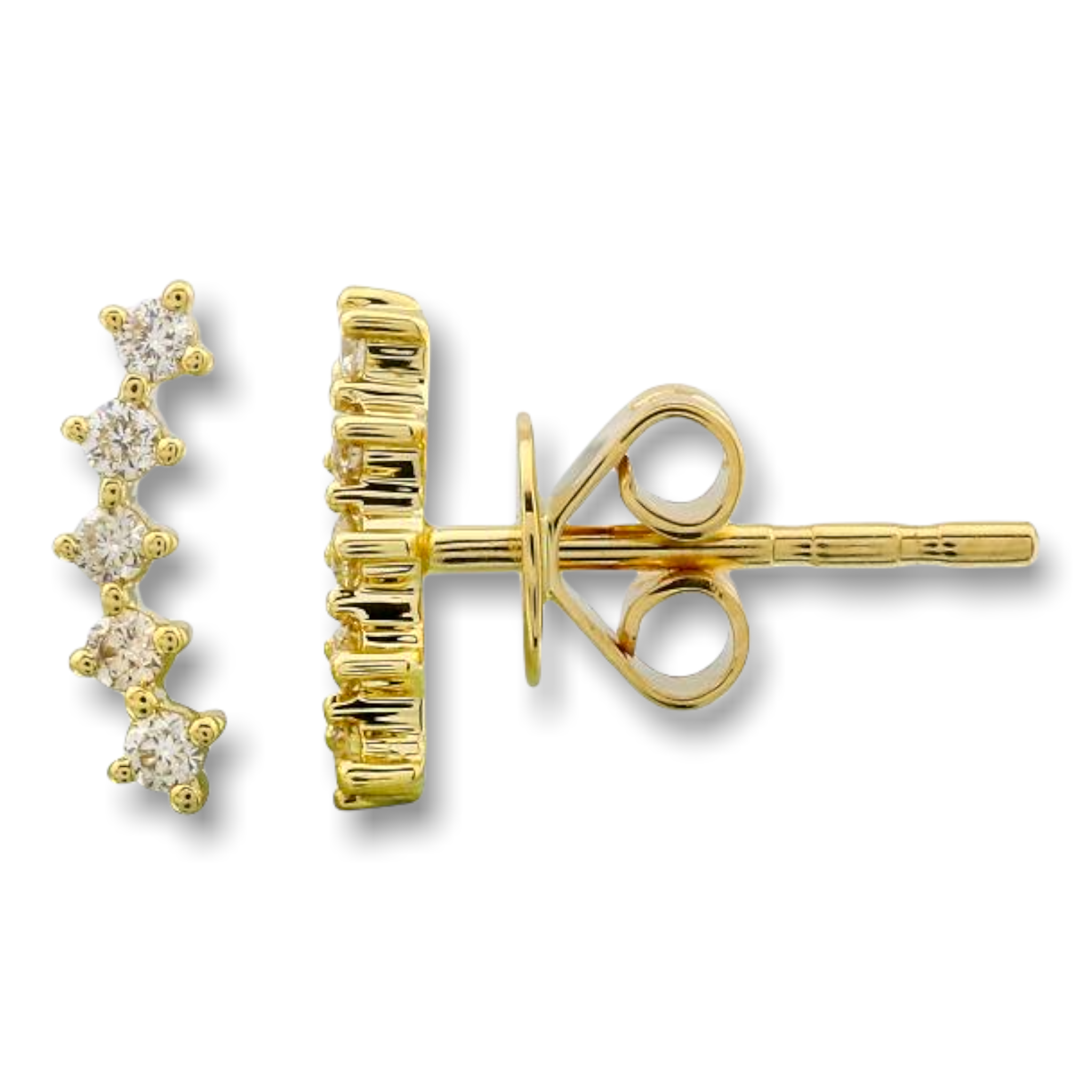 Shared Prong Diamond Crawler Studs-Earrings-Mama Bijoux-[14kgold]-[diamonds]-[heirloom_quality]-MamaBijoux