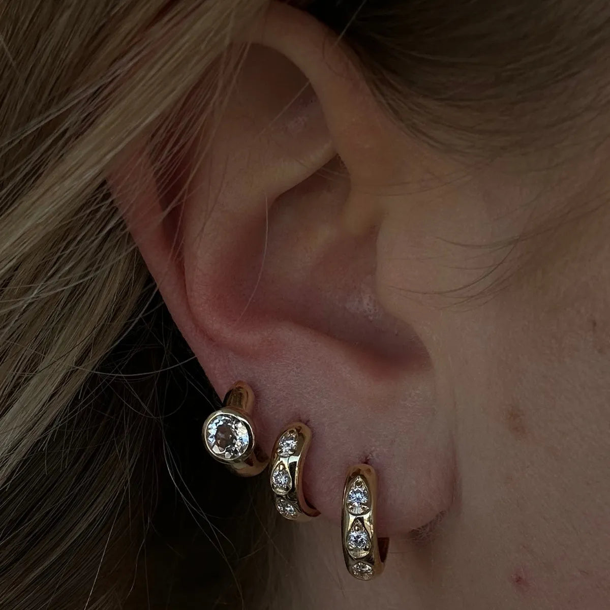 Illusion Pear Chubby Huggies (12mm)-Earrings-Mama Bijoux