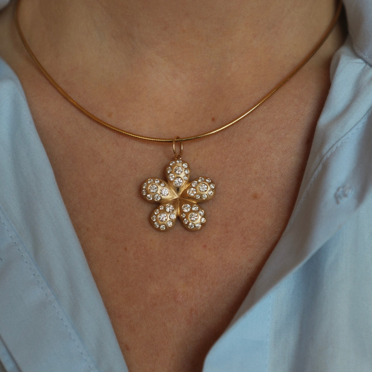 Chunky Flower Diamond Pendant