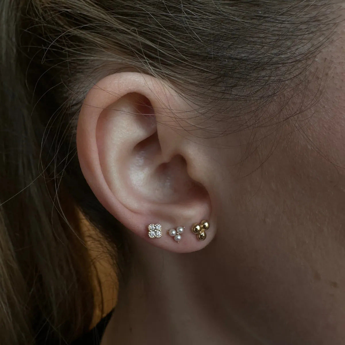 Mother of Pearl Trio Studs-Earrings-Mama Bijoux