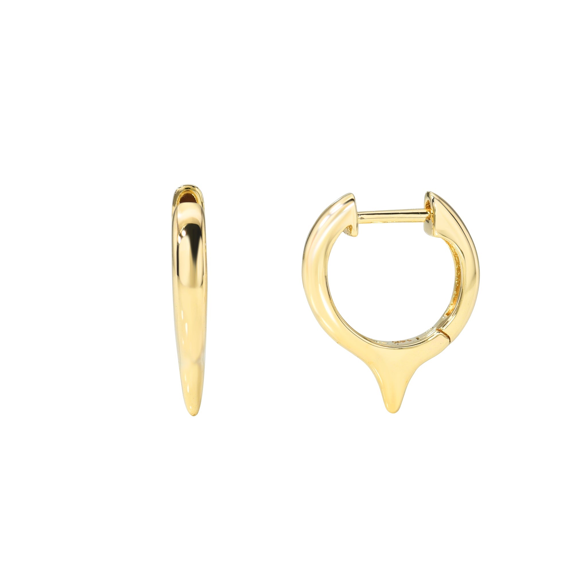 Short Dagger Gold Huggies-Earrings-Mama Bijoux-[14kgold]-[diamonds]-[heirloom_quality]-MamaBijoux