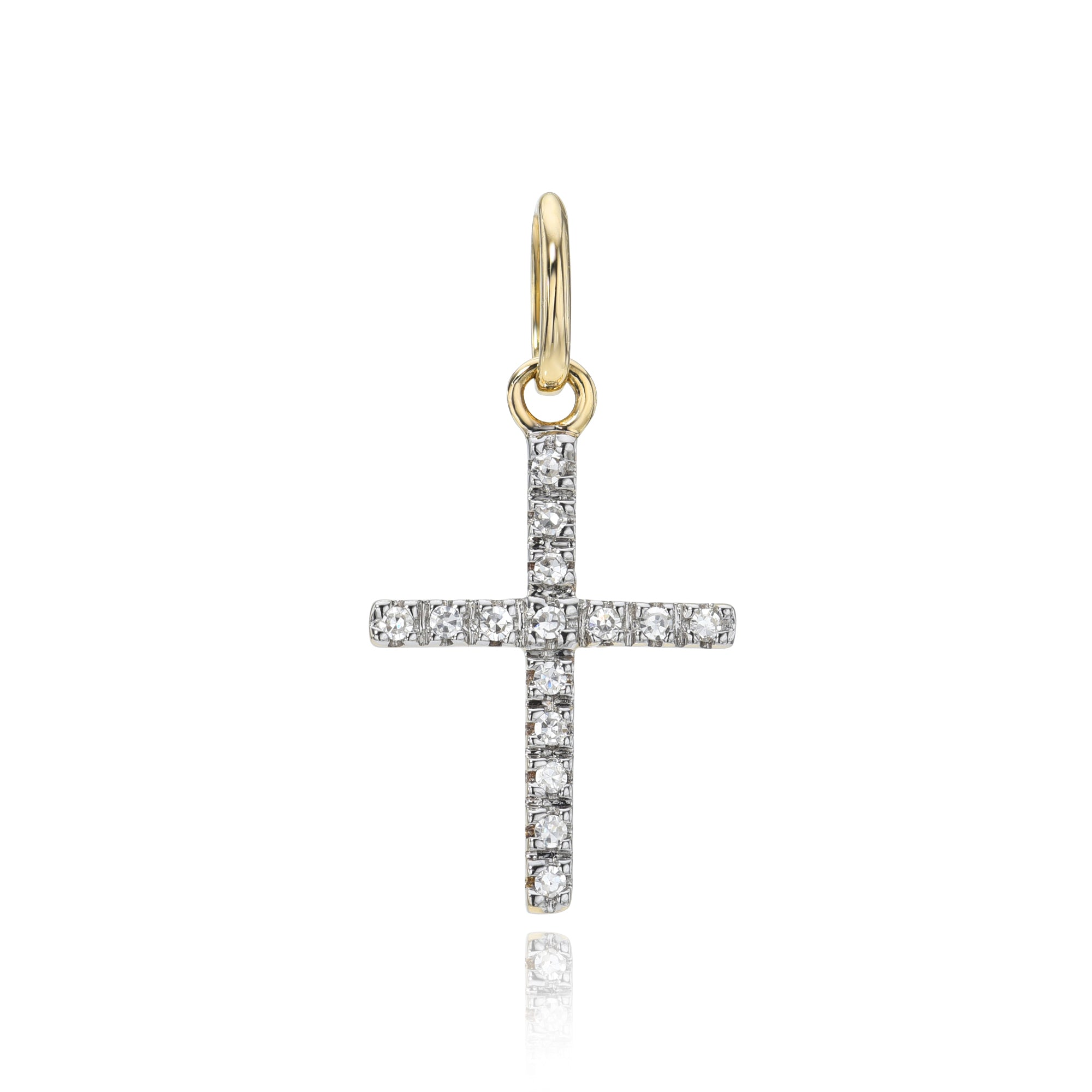 Diamond Cross Charm-Charms & Pendants-Mama Bijoux-[14kgold]-[diamonds]-[heirloom_quality]-MamaBijoux