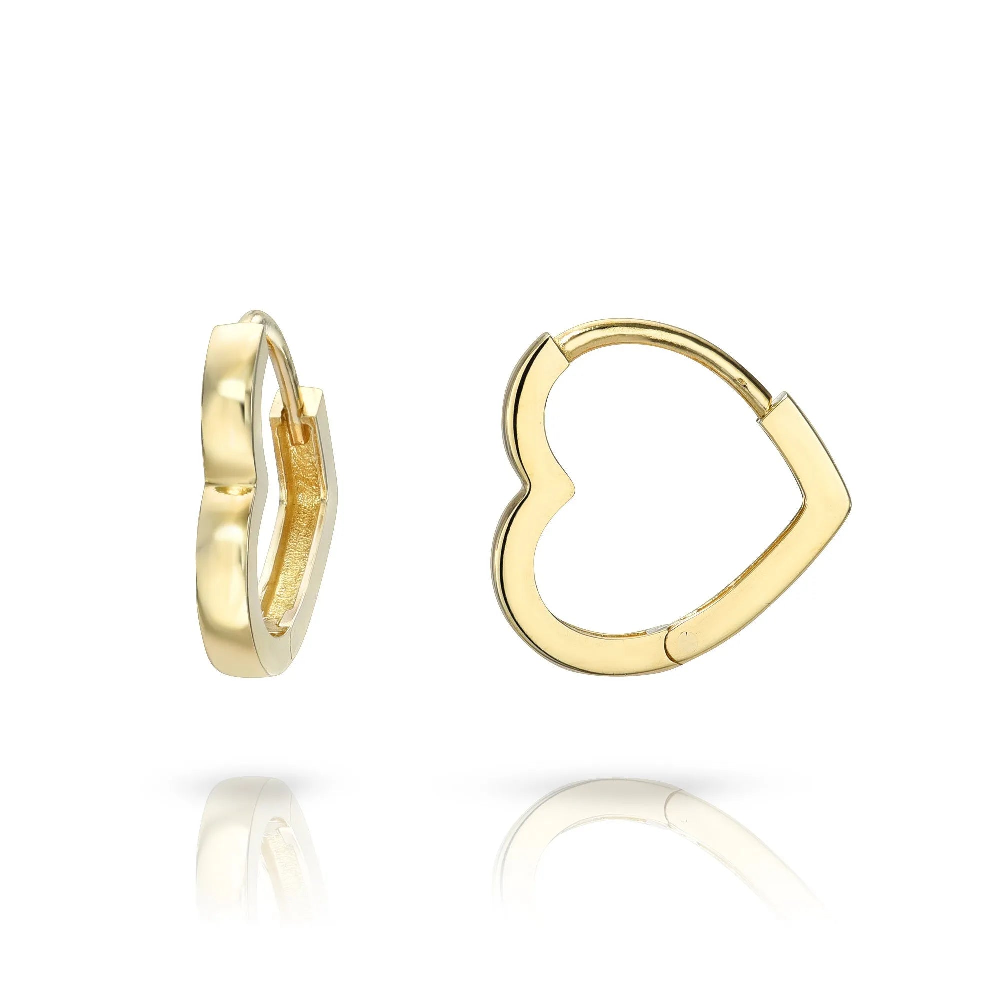 Solid Gold Heart Huggies-Earrings-Mama Bijoux-[14kgold]-[diamonds]-[heirloom_quality]-MamaBijoux