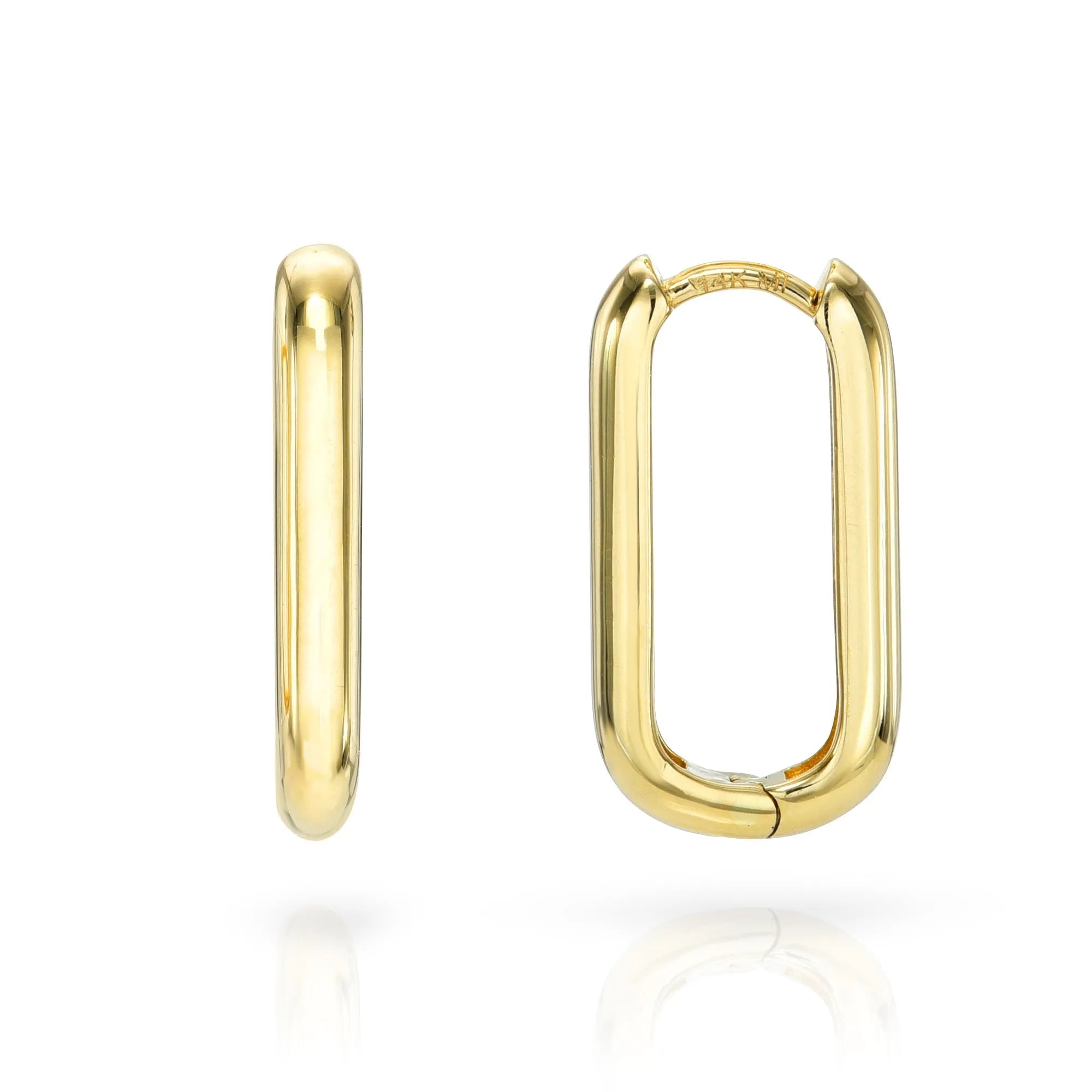 Solid Gold Rectangle Huggies-Earrings-Mama Bijoux-[14kgold]-[diamonds]-[heirloom_quality]-MamaBijoux