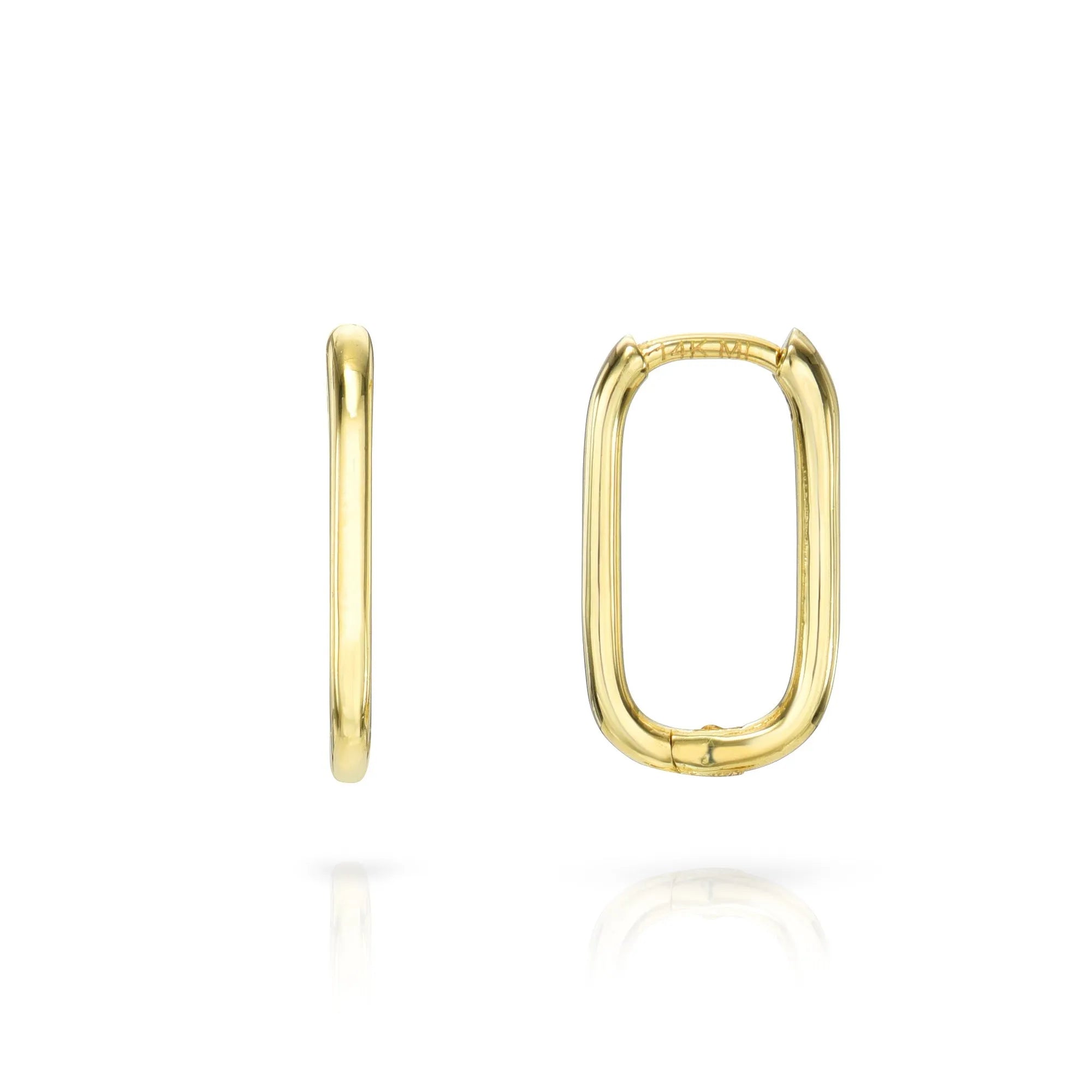 Solid Gold Rectangle Huggies-Earrings-Mama Bijoux-[14kgold]-[diamonds]-[heirloom_quality]-MamaBijoux