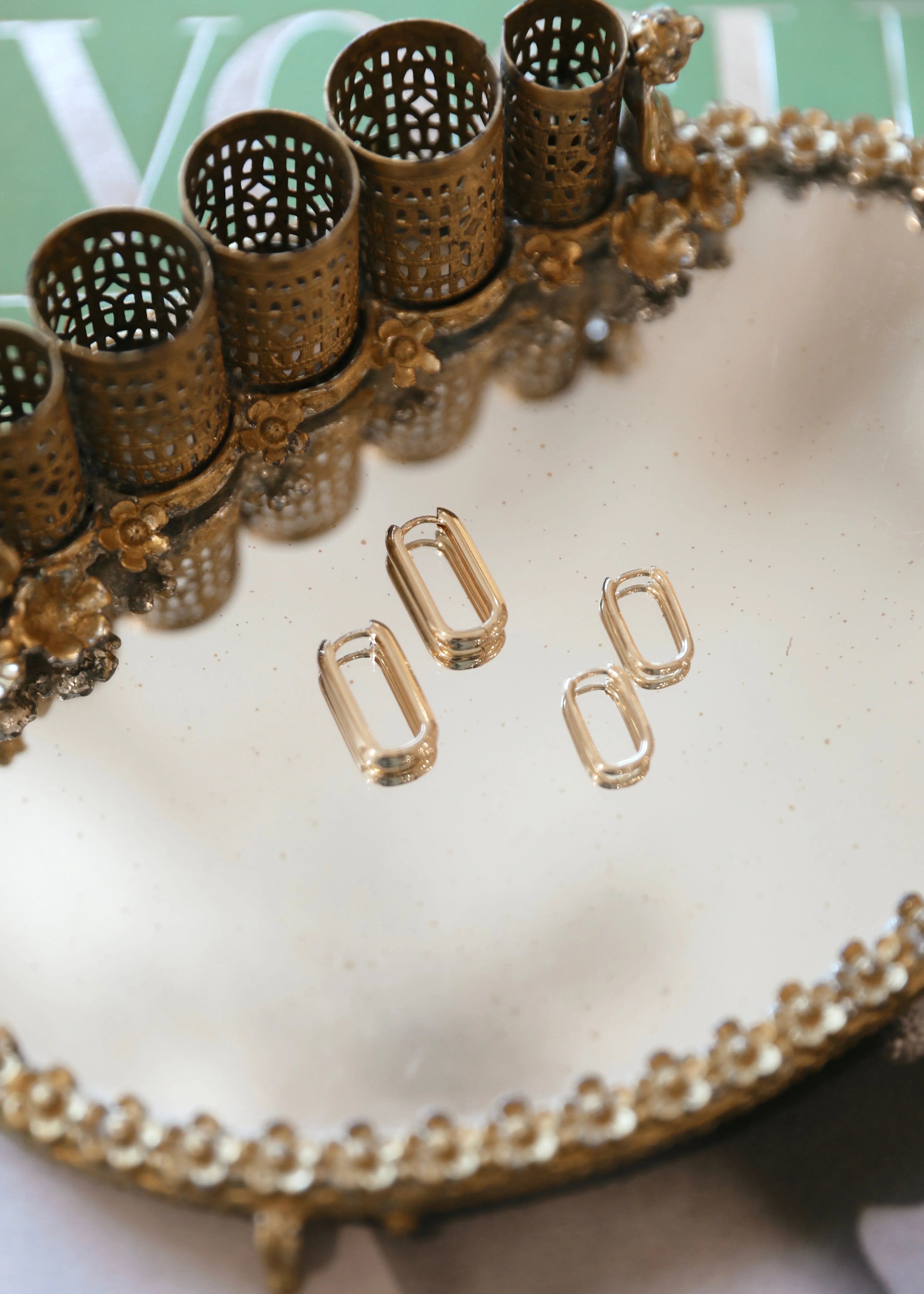 Solid Gold Rectangle Huggies-Earrings-Mama Bijoux-[14kgold]-[diamonds]-[heirloom_quality]-MamaBijoux