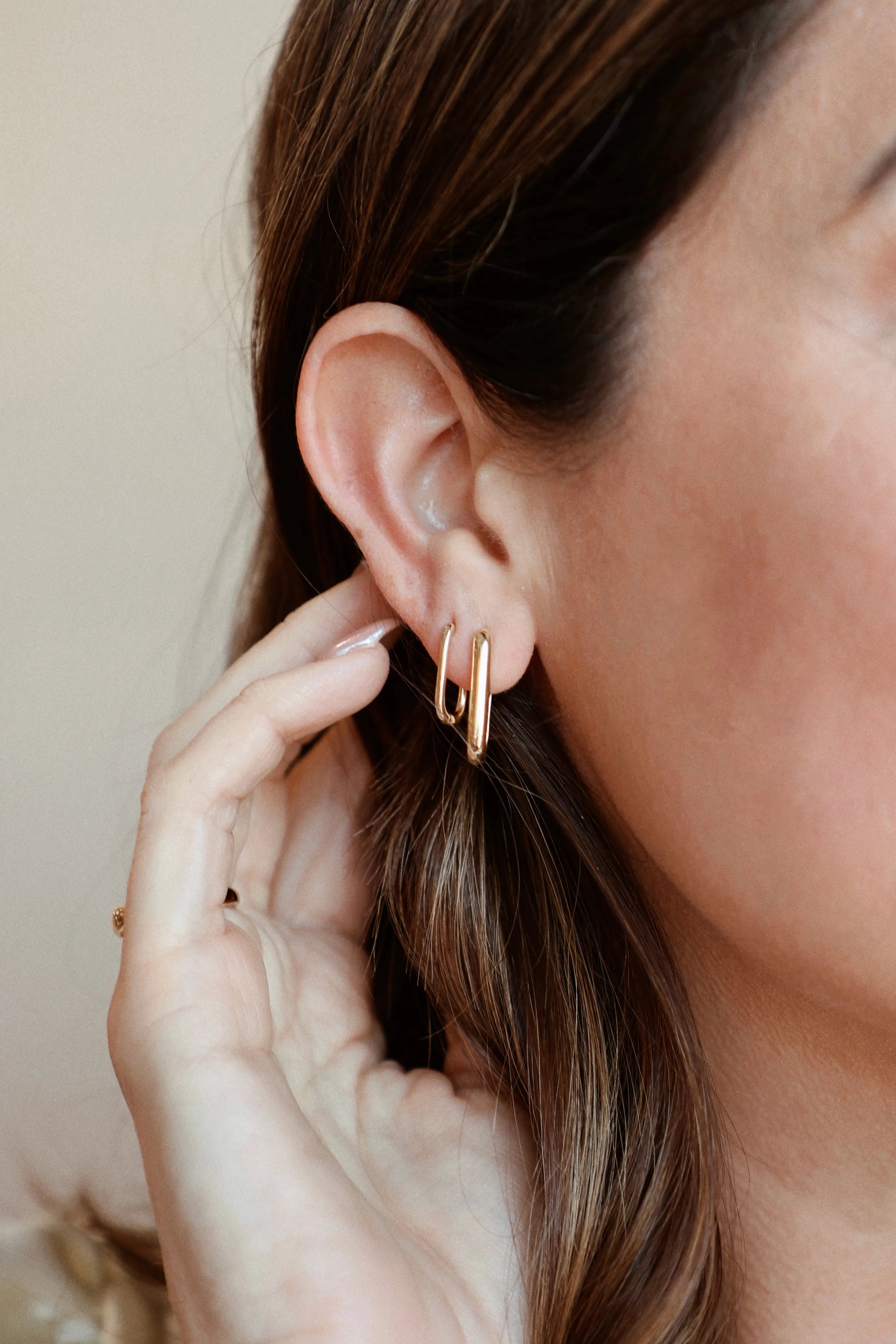 Solid Gold Rectangle Huggies-Earrings-Mama Bijoux-[14kgold]-[diamonds]-[heirloom_quality]-MamaBijoux