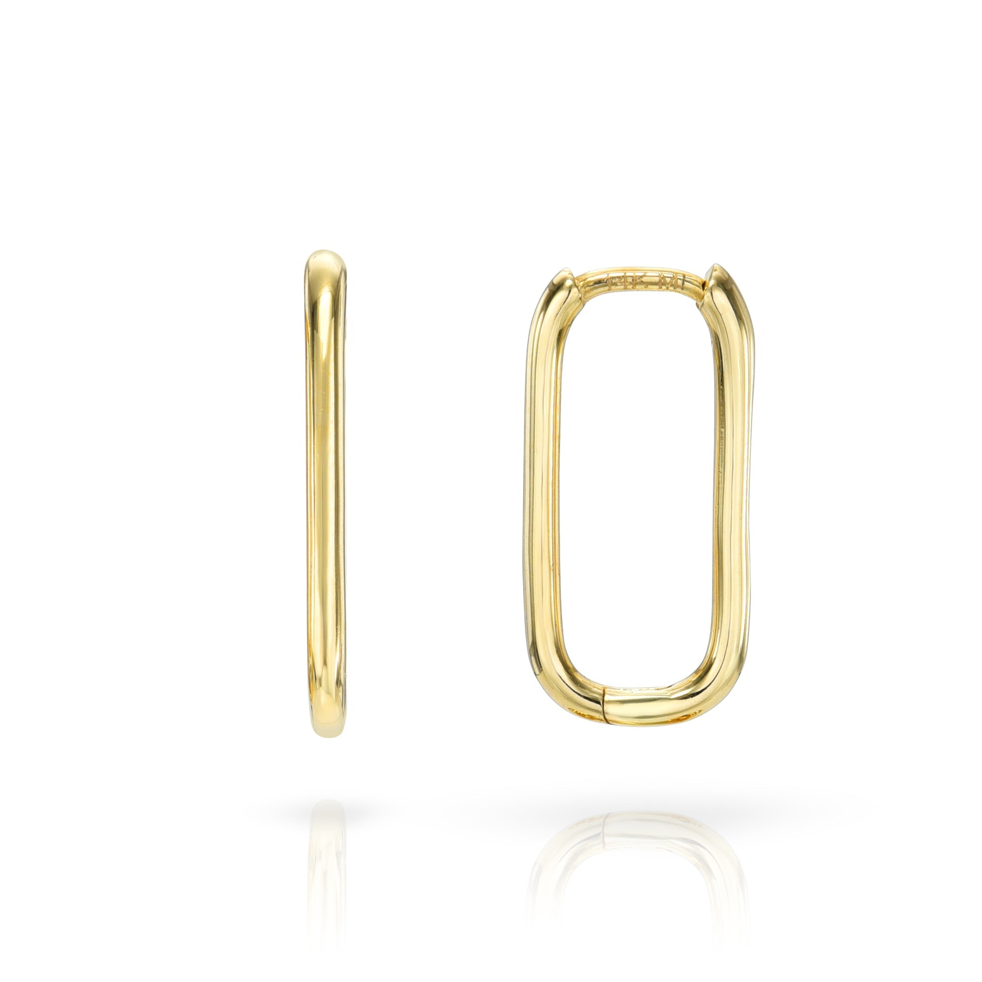 Solid Gold Rectangle Huggies-Earrings-Mama Bijoux-[14kgold]-[diamonds]-[heirloom_quality]-MamaBijoux