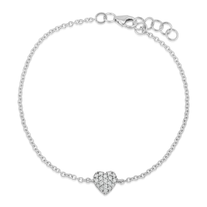 14k Gold Diamond Heart Bracelet (Mama/Adult Size)