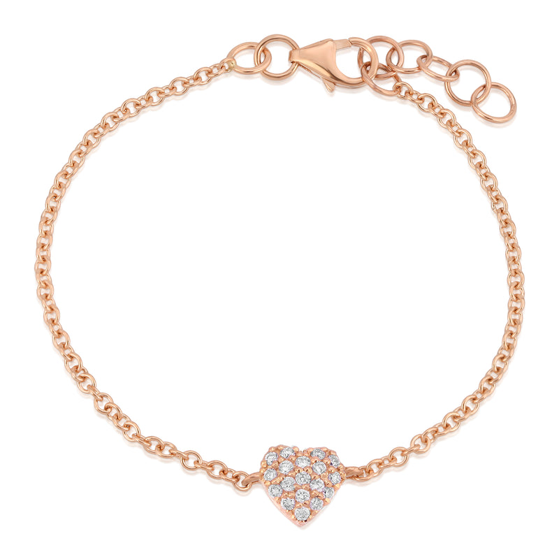 18k Gold Diamond Heart Bracelet (Baby/Child Size)