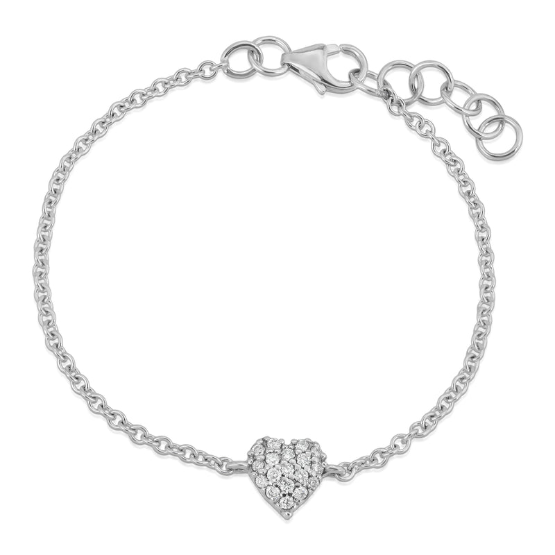 14k Gold Diamond Heart Bracelet (Baby/Child Size)