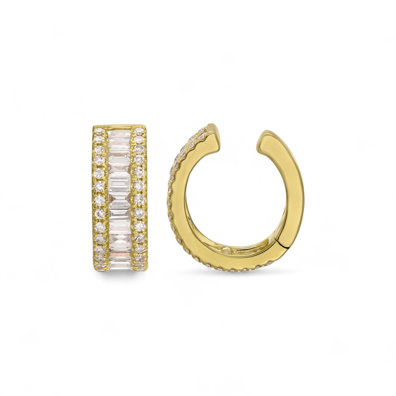 Stunner Diamond Baguette Earcuff (Sold as Singles)-Earrings-Mama Bijoux-[14kgold]-[diamonds]-[heirloom_quality]-MamaBijoux