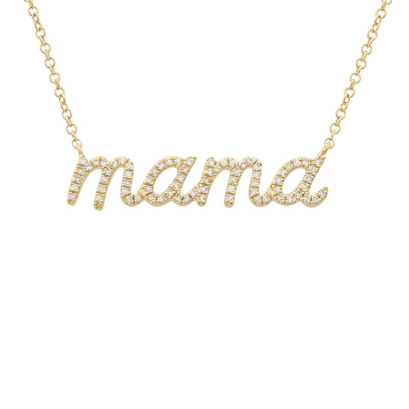 Sweet Cursive Mama Diamond Necklace-Necklaces-Mama Bijoux-[14kgold]-[diamonds]-[heirloom_quality]-MamaBijoux