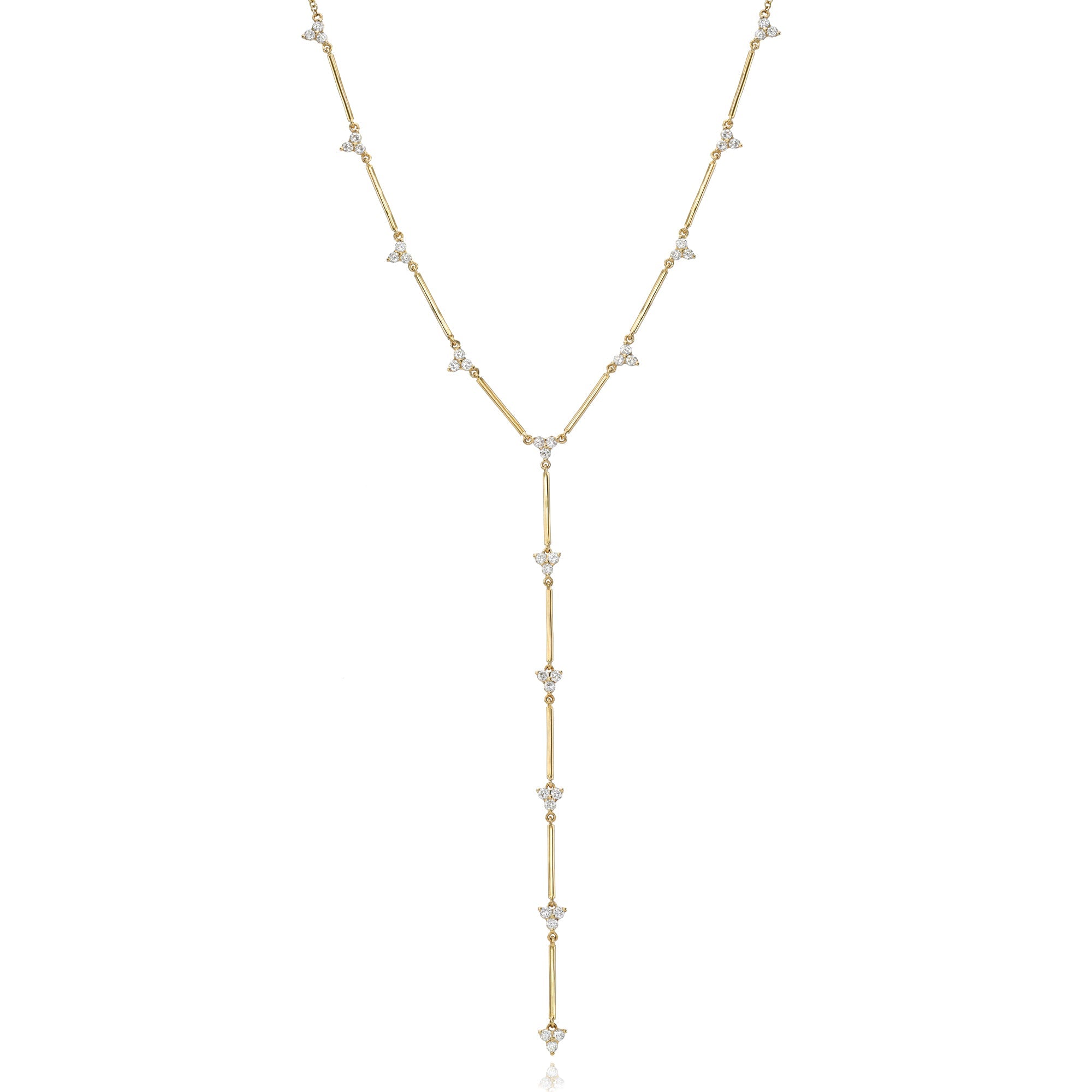 "The Catherine" Diamond Trio Y Necklace-Necklaces-Mama Bijoux-[14kgold]-[diamonds]-[heirloom_quality]-MamaBijoux